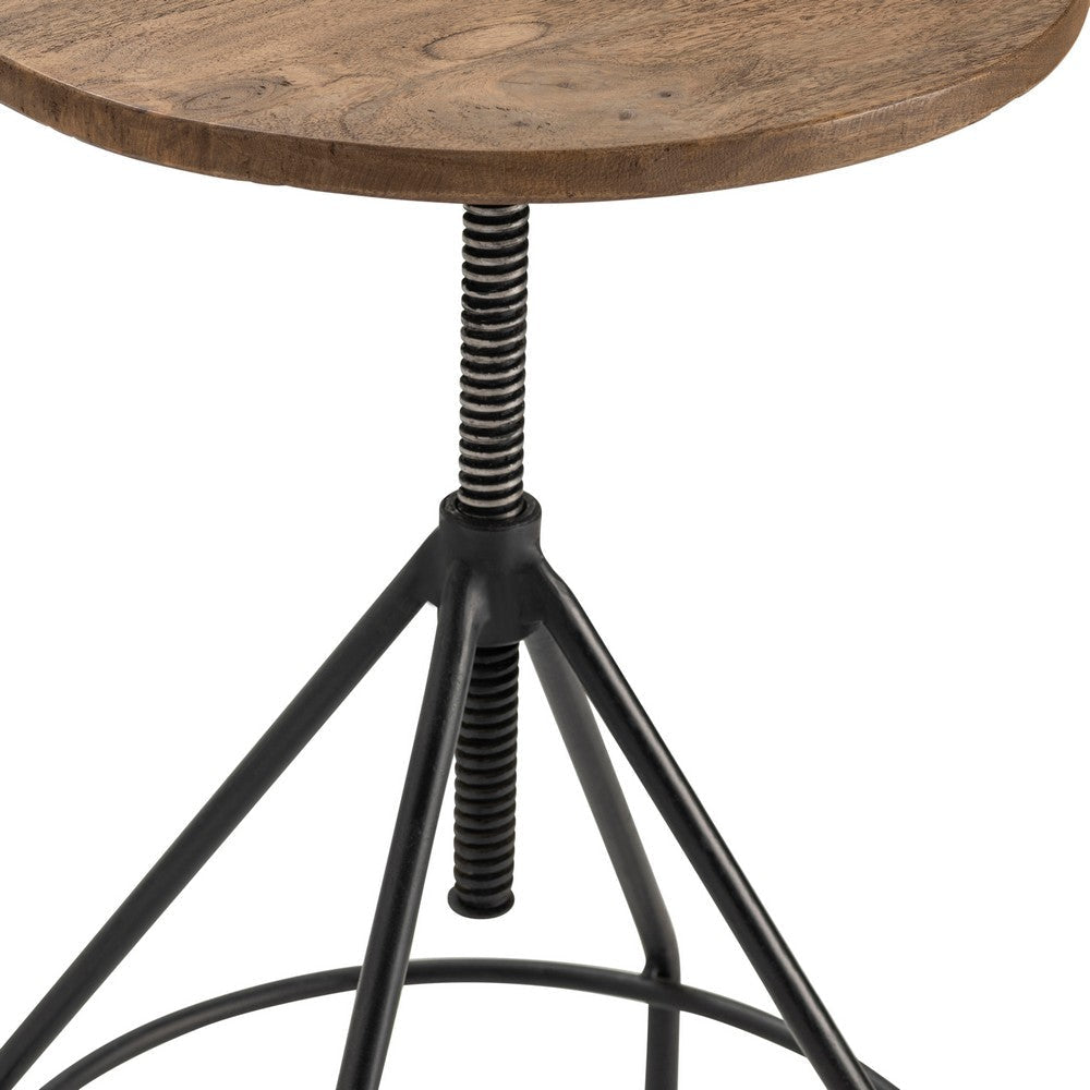 Beny Barstool | 21-31’’ Adjustable Height Brown Wood Seat | Black Iron CCL-CVFNR491