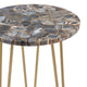 Wesy Accent Table | 17’’ Round Agate Stone Top | Gold Iron Tri-Legs CCL-CVFNR500