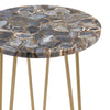 Wesy Accent Table | 17’’ Round Agate Stone Top | Gold Iron Tri-Legs CCL-CVFNR500