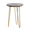 Wesy Accent Table | 17" Round Agate Stone Top | Gold Iron Tri-Legs
