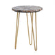 Wesy Accent Table | 17" Round Agate Stone Top | Gold Iron Tri-Legs