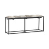 Tony Accent Bench | 50" Gray & Beige Quilted Seat | Black Metal