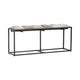 Tony Accent Bench | 50" Gray & Beige Quilted Seat | Black Metal