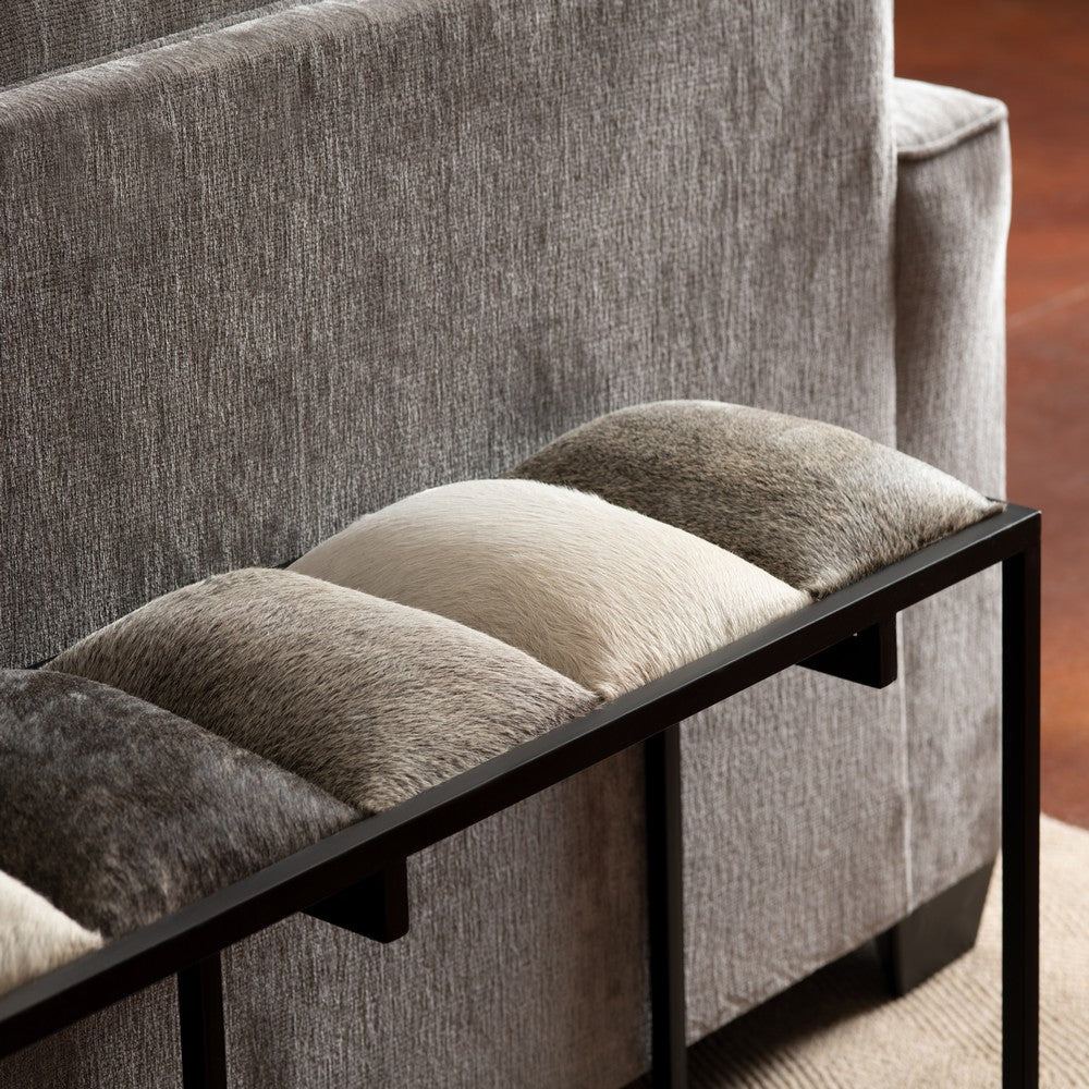 Tony Accent Bench | 50’’ Gray & Beige Quilted Seat | Black Metal CCL-CVFNR5039