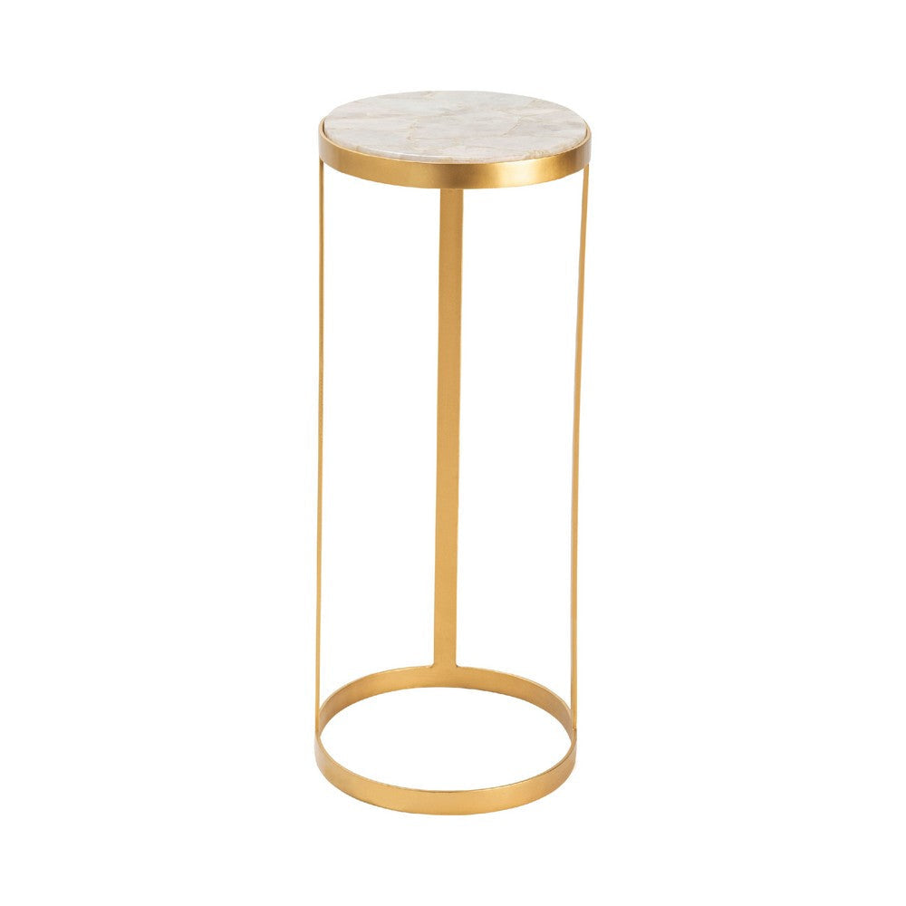 Ria Accent Table Oval White Agate Top Brushed Gold C Iron Base 16’’ CCL-CVFNR5073