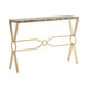 Sofa Console Table, Rectangular Blue Agate Stone Top, Gold Iron X Legs, 46"