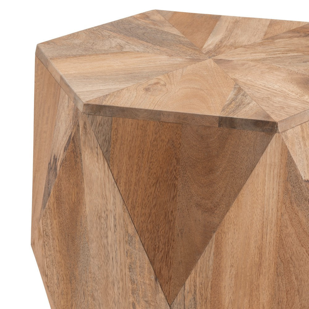 Ruvi End Table Hexagonal Top Geometric Natural Brown Wood 20’’ CCL-CVFNR5089
