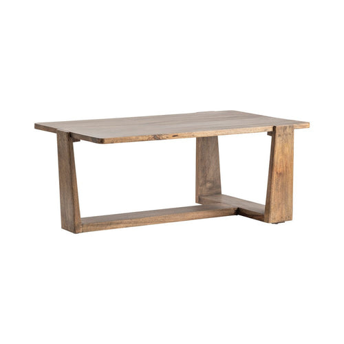 Oski Cocktail Table, Rectangular, T-Base, Live-Edge Brown Wood, 50"