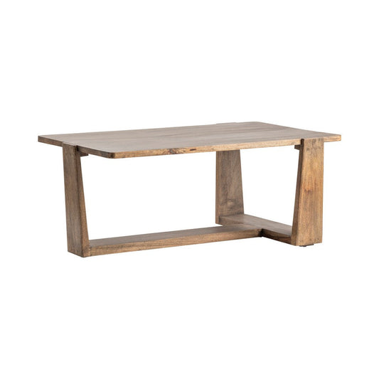 Oski Cocktail Table, Rectangular, T-Base, Live-Edge Brown Wood, 50"