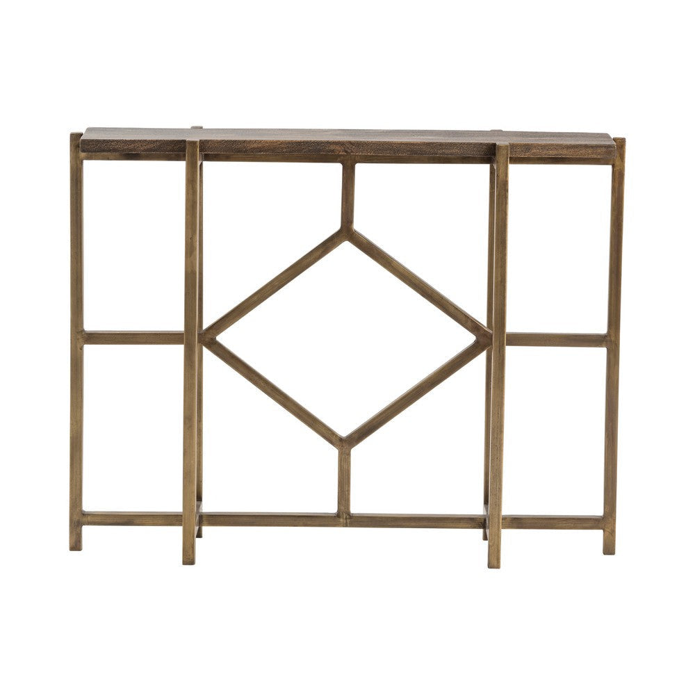 Beny Sofa Console Table | 42’’ Plank Top | Gold Iron Lattice Base CCL-CVFNR672