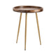 Sily Accent Table | 20" Round Espresso Brown Tray Top | Brass Legs