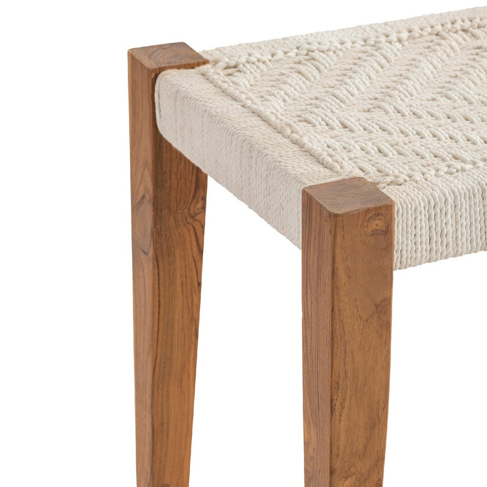 Beny Accent Bench | 46’’ Handwoven White Jute | Natural Brown Wood CCL-CVFNR695
