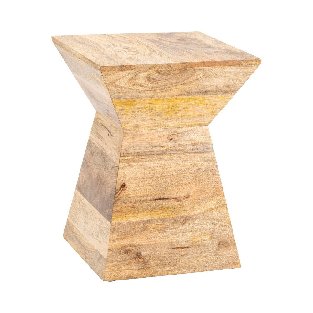 Nely Accent Table | 17" Square Top | Brown Faceted Hourglass Base