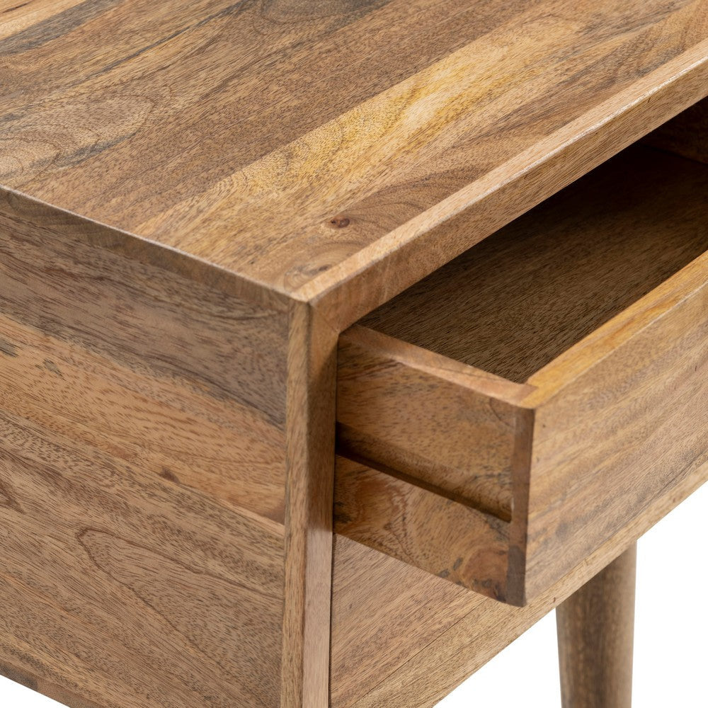 Meny 25’’ Accent Table | 2 Drawers w Brass Knobs | Light Brown Wood CCL-CVFNR725