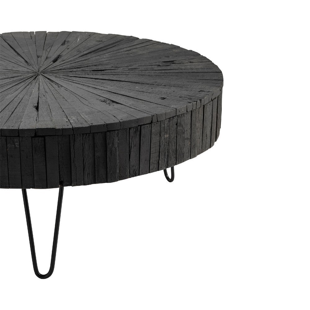 Dumy Coffee Table | 42’’ Round Sunburst Pattern Top | Black Legs CCL-CVFNR770
