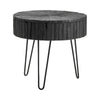 Dumy Side End Table | 24" Round Sunburst Pattern Top | Black Legs