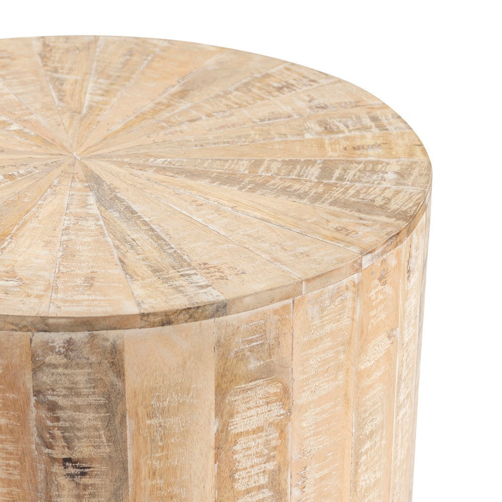 Beny Side End Table | 20’’ Starburst Pattern Top | Tan Brown Body CCL-CVFNR821