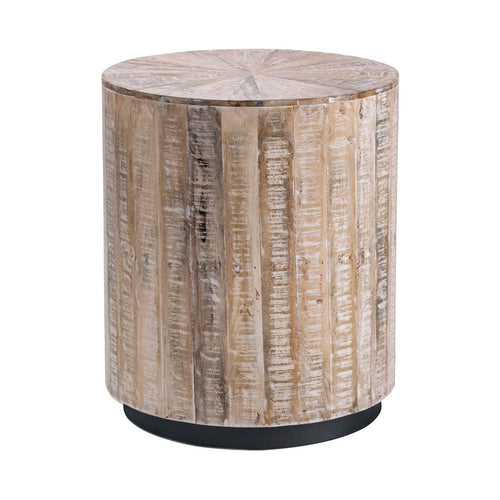 Beny Side End Table | 20" Starburst Pattern Top | Tan Brown Body