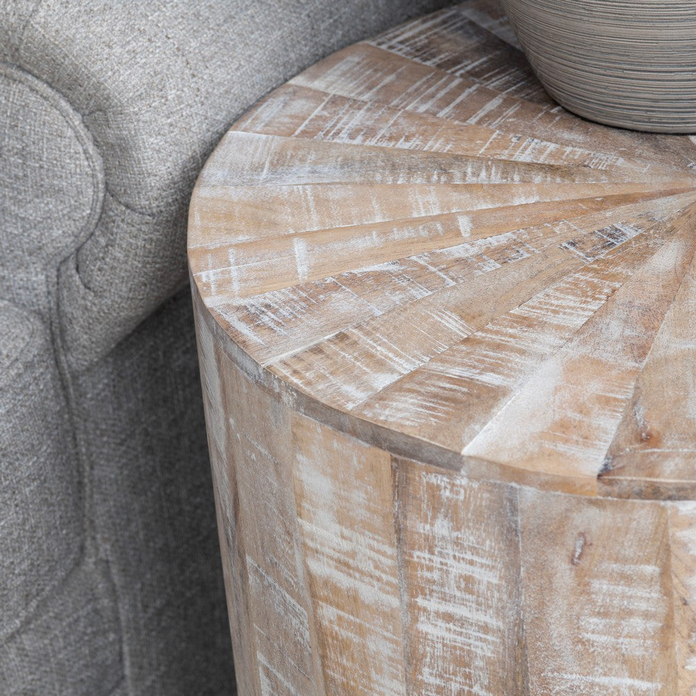 Beny Side End Table | 20’’ Starburst Pattern Top | Tan Brown Body CCL-CVFNR821