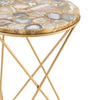Oliv Accent Table | 17’’ Round Agate Stone Top | Gold Iron Frame CCL-CVFNR835