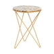 Oliv Accent Table | 17" Round Agate Stone Top | Gold Iron Frame