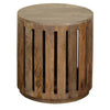 Kizi Accent Table | 22" Round Top | Brown Cut Out Slits Base