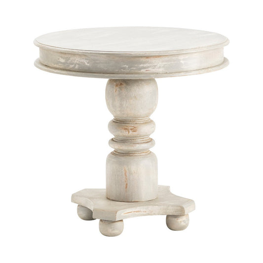 Civy Accent Table | 30" Round Top | Classic Carved Pedestal | Light Gray