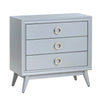 Oversize Nightstand | 32" | 3 Drawers w Round Gold Handles | Gray Wood