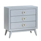 Oversize Nightstand | 32" | 3 Drawers w Round Gold Handles | Gray Wood
