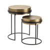 Texy Nesting Accent Table Set of 2 | Gold Brass Top | Curved Black Iron CCL-CVFZNR007