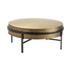 Crestview Texy Cocktail Coffee Table | 32" Brass Top | Black Metal Legs