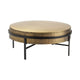Crestview Texy Cocktail Coffee Table | 32" Brass Top | Black Metal Legs