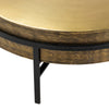 Crestview Texy Cocktail Coffee Table | 32" Brass Top | Black Metal Legs