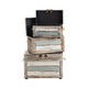 Fea Storage Trunk Set of 3 | Rope Handles | Distressed Brown & Blue Wood CCL-CVFZR1245