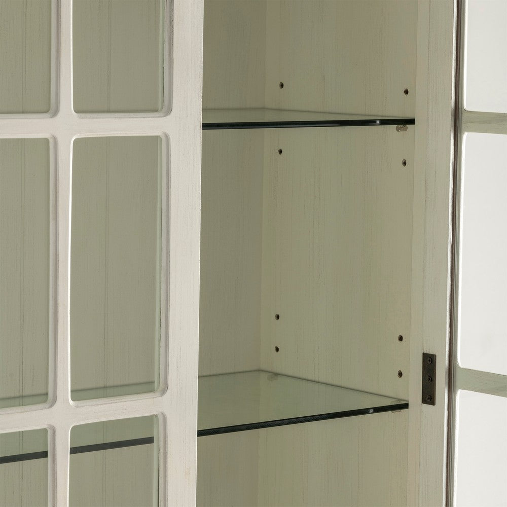 Crestview Covy Curio Cabinet | 2 Glass Doors w 2 Bottom Drawers | White