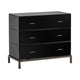 Crestview Merc Nightstand Chest | Glass | 3 Black Drawers | Brass Hardware