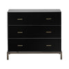 Crestview Merc Nightstand Chest | Glass | 3 Black Drawers | Brass Hardware