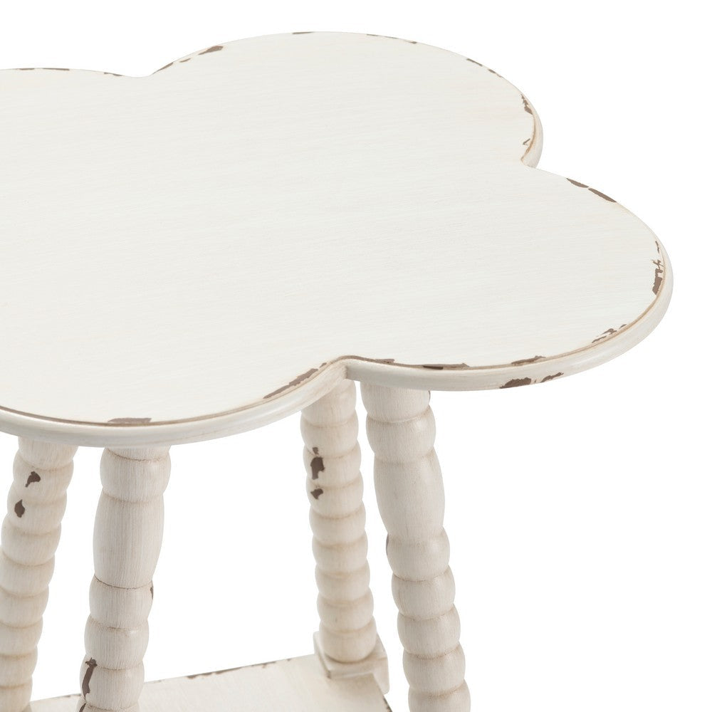 Lex Accent Side Table | 18’’ Clover Top | Distressed White CCL-CVFZR1485