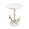 Bory Accent End Table | 21" Round Top | Anchor Shaped Wood Base | White