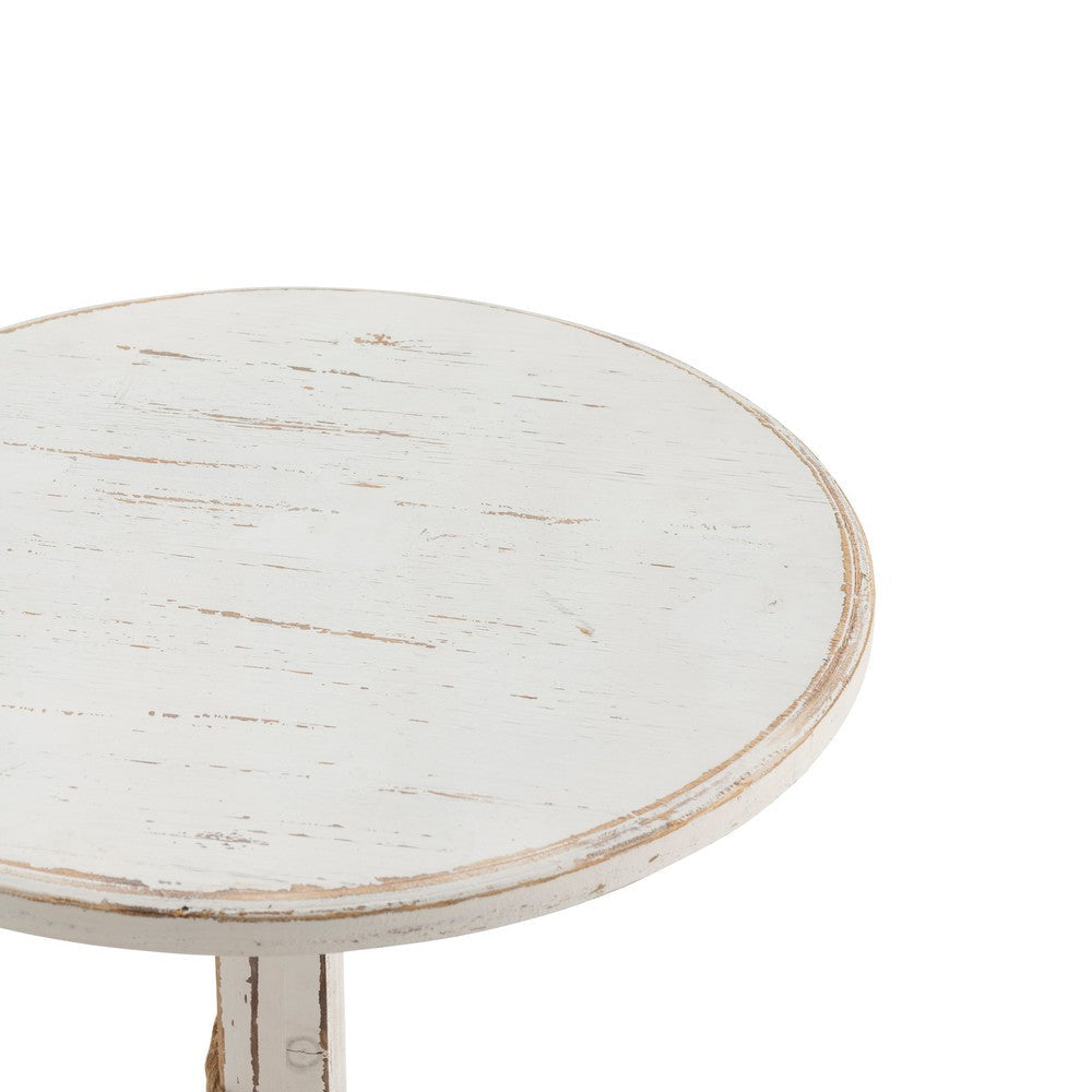 Bory Accent End Table | 21’’ Round Top | Anchor Shaped Wood Base | White CCL-CVFZR1527