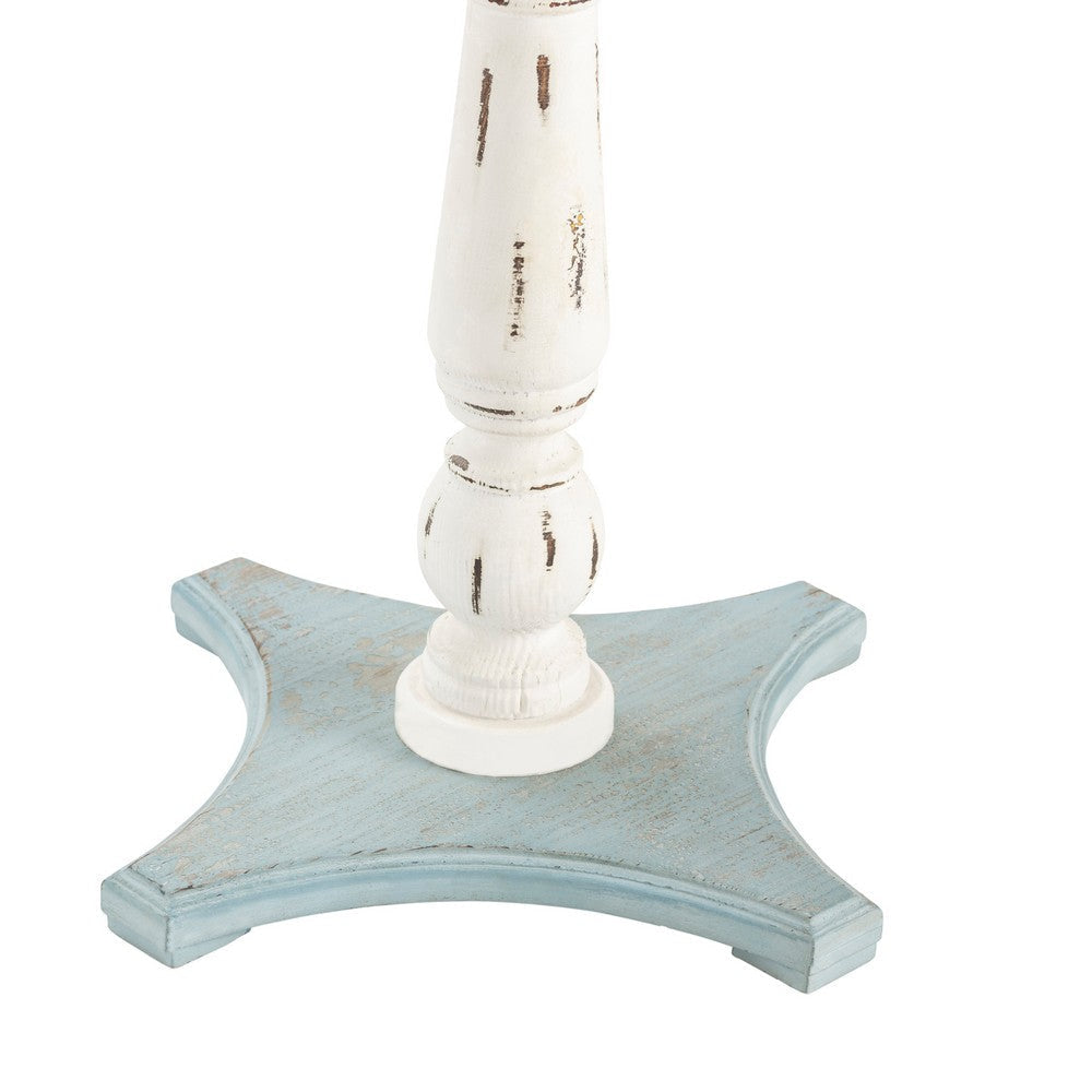 Coastal Accent Table | 21’’ Round Blue Top | White Turned Pillar Body CCL-CVFZR1709