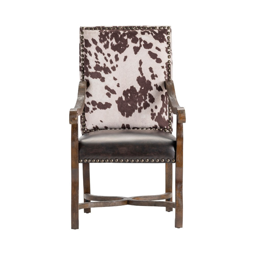Gep Accent Chair | Faux Cowhide Leather Back & Seat | Brown Sculpted Arms CCL-CVFZR1791