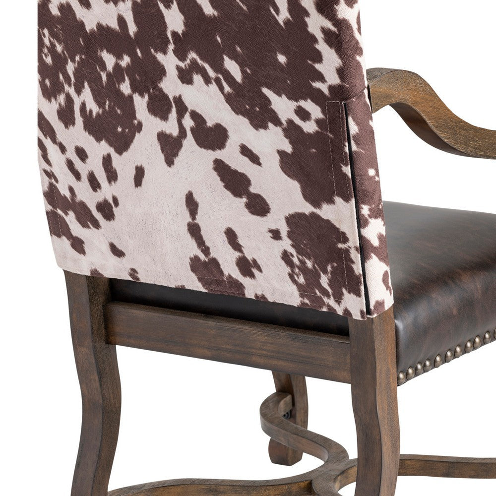 Gep Accent Chair | Faux Cowhide Leather Back & Seat | Brown Sculpted Arms CCL-CVFZR1791