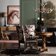 Gep Accent Chair | Faux Cowhide Leather Back & Seat | Brown Sculpted Arms