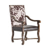 Gep Accent Chair | Faux Cowhide Leather Back & Seat | Brown Sculpted Arms