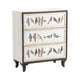 Crestview Bery Nightstand 3 Drawer Chest w Painted Birds | White, Brown