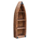 Crestview Minx Accent Bookcase w 4 Shelves | Boat Shaped | Medium Brown