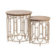 Nesting Accent Table Set of 2 | Round Acacia Wood | Beige Iron Cage CCL-CVFZR2275