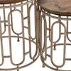 Nesting Accent Table Set of 2 | Round Acacia Wood | Beige Iron Cage CCL-CVFZR2275
