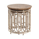 Nesting Accent Table Set of 2 | Round Acacia Wood | Beige Iron Cage